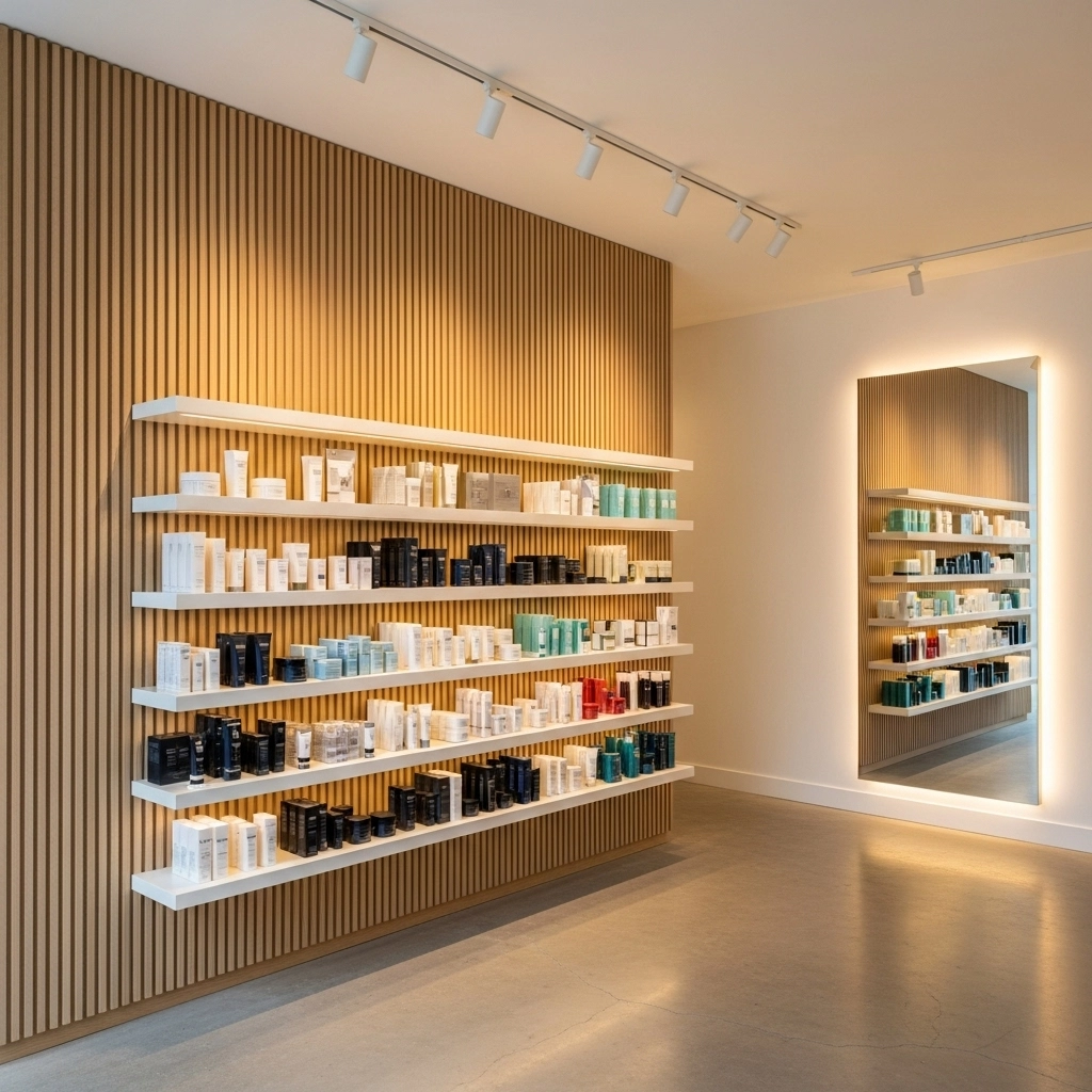 Retail renovation in Toronto GTA with drywall installation, shelving setup, construction tools, and new tile flooring being prepared.