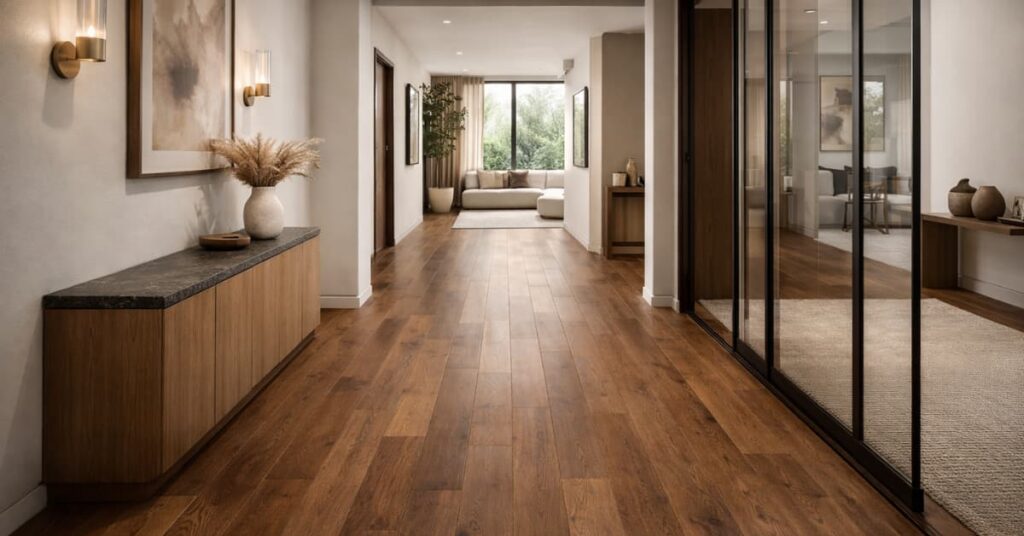 High-performance engineered hardwood flooring installed in a Toronto home, featuring cross-layered core for humidity resistance and long-lasting stability in GTA climates.