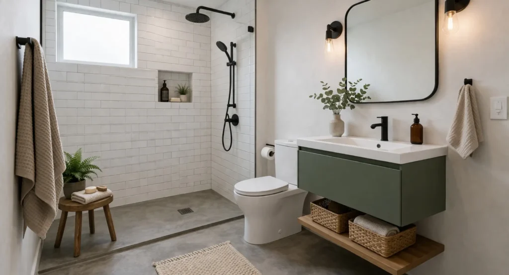 Curbless walk-in shower