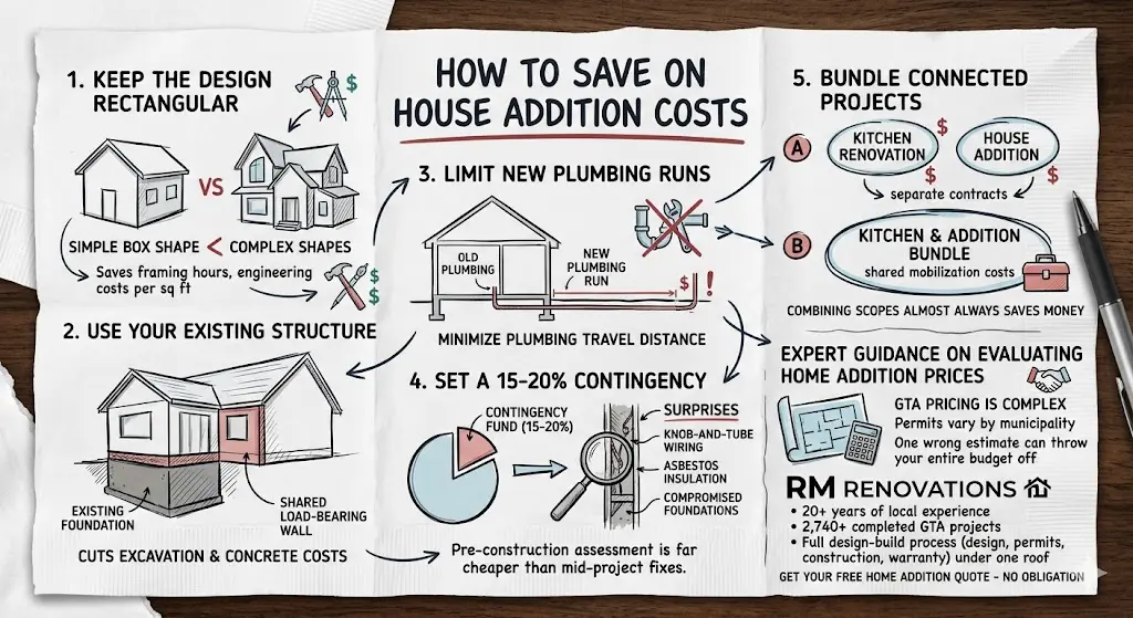 Homeowner planning a budget-friendly house addition renovation